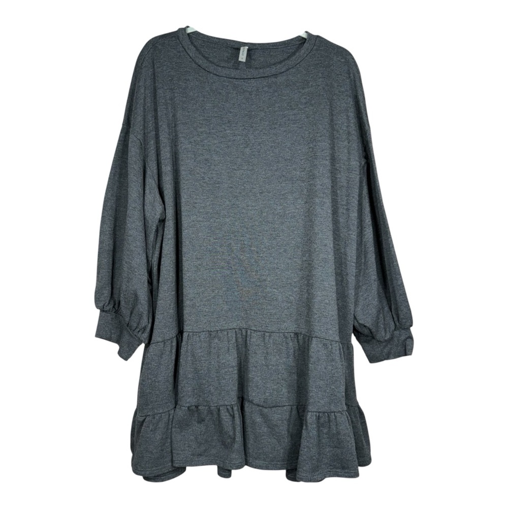 Emerald Dark Gray Ruffled Hem Long Sleeve Tunic Or Dress Size 3X